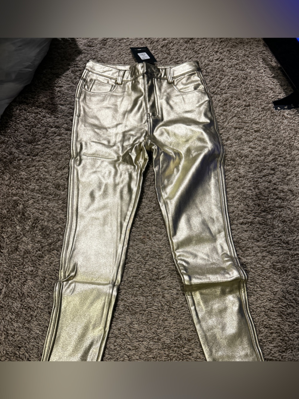 Fashion Nova Metallic Gold Skinny Jeans